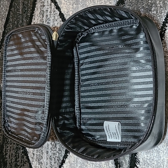 Victoria Secret Signature Black Stripes Make-up Case & Small Pouch - Picture 7 of 16